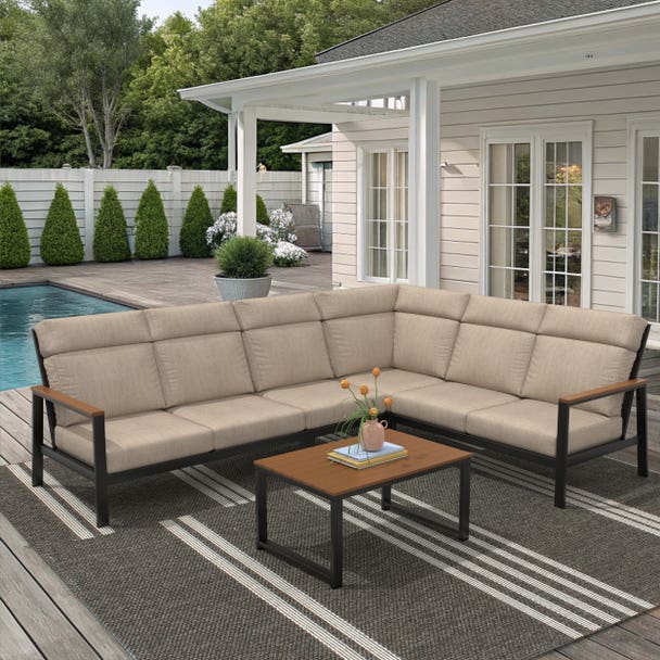 NorthCape International Windsor Aluminum Outdoor 6-Person Modular Lounge Patio Set