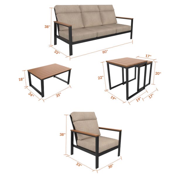 NorthCape International Windsor Aluminum Outdoor 5-Person Modular Seating Patio Set