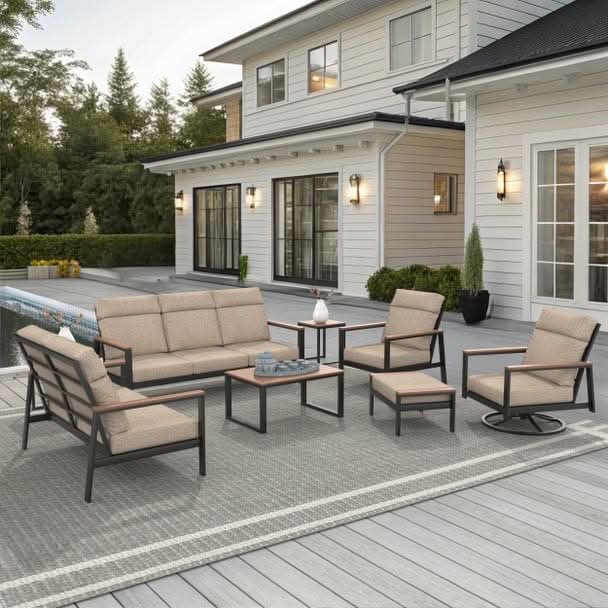 NorthCape International Windsor Aluminum Outdoor 7-Person Ultimate Patio Set