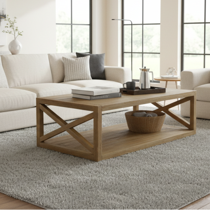 Sunset West Coastal Teak X Outdoor Coffee Table