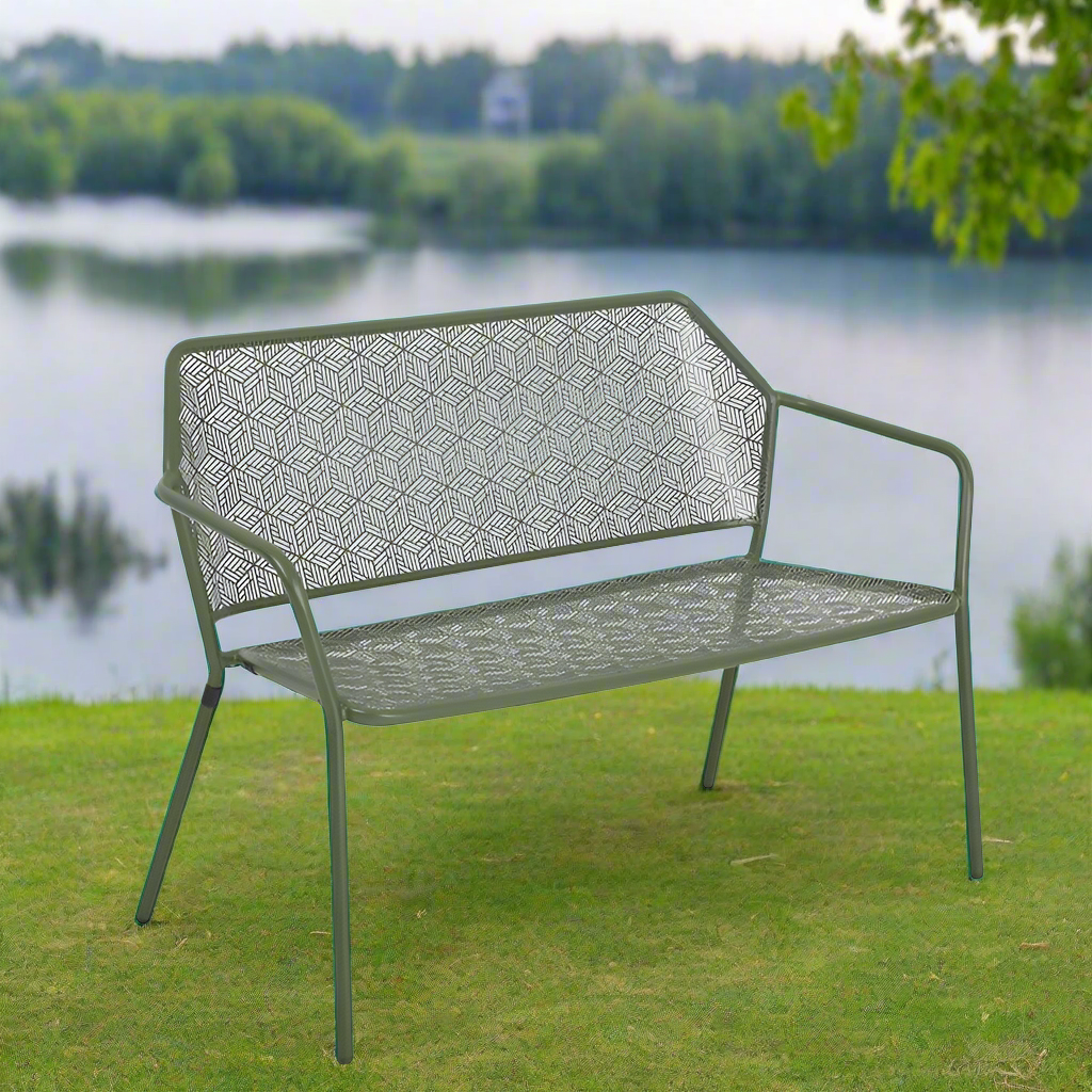 Alfresco Home Martini Iron Garden Bench Moss