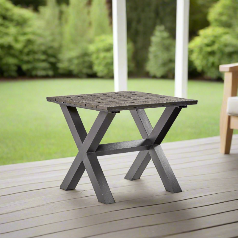 South Sea Rattan Kingston Aluminum Outdoor X-Base End Table