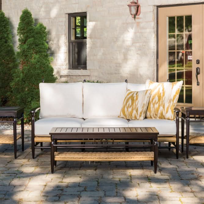 Lloyd Flanders Low Country Woven Vinyl Outdoor Rectangle Cocktail Table
