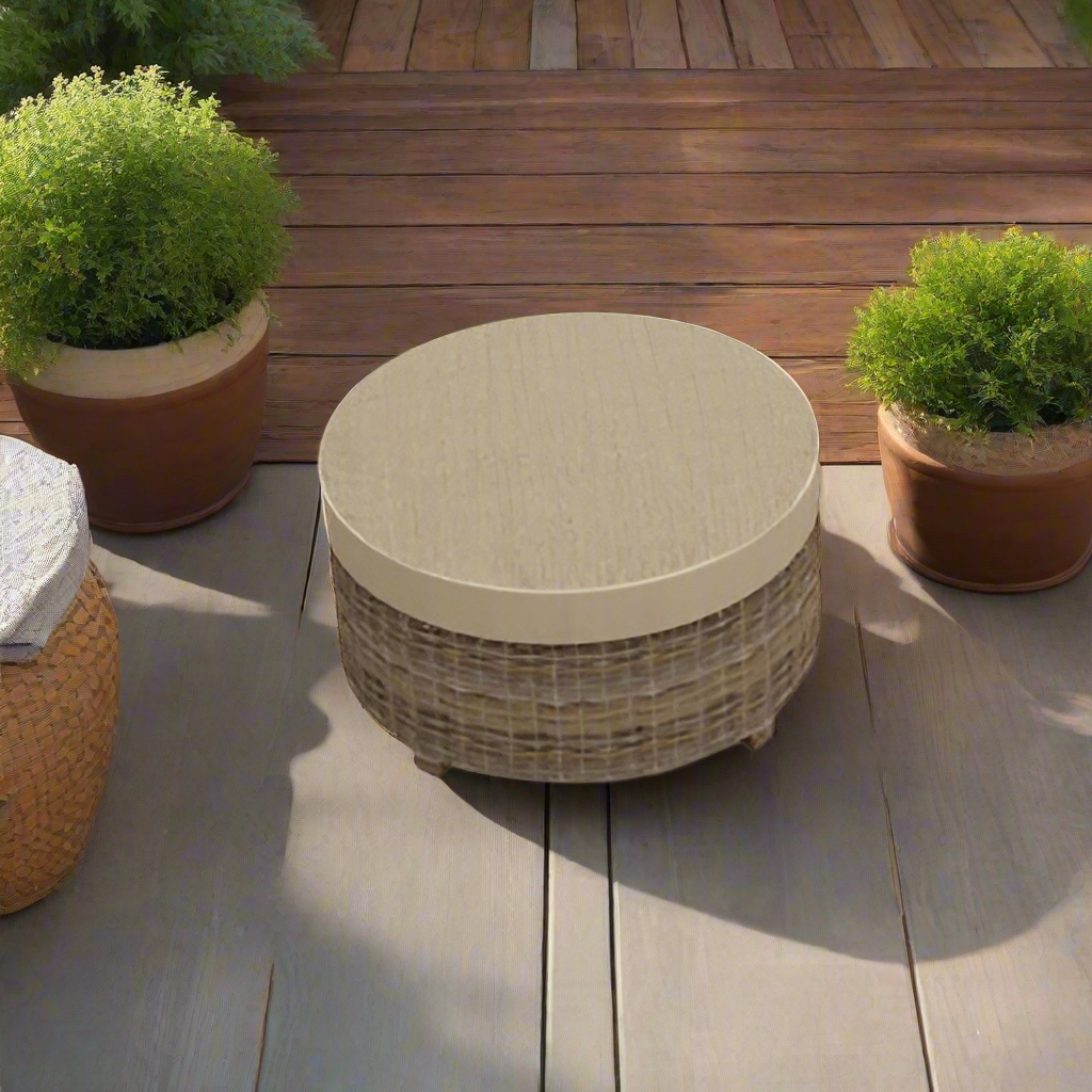 Forever Patio Cypress Wicker Round Ottoman