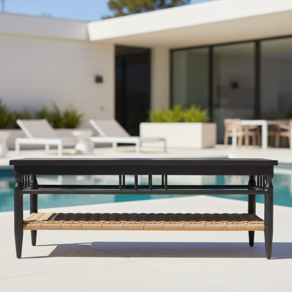 Lloyd Flanders Low Country Woven Vinyl Outdoor Rectangle Cocktail Table
