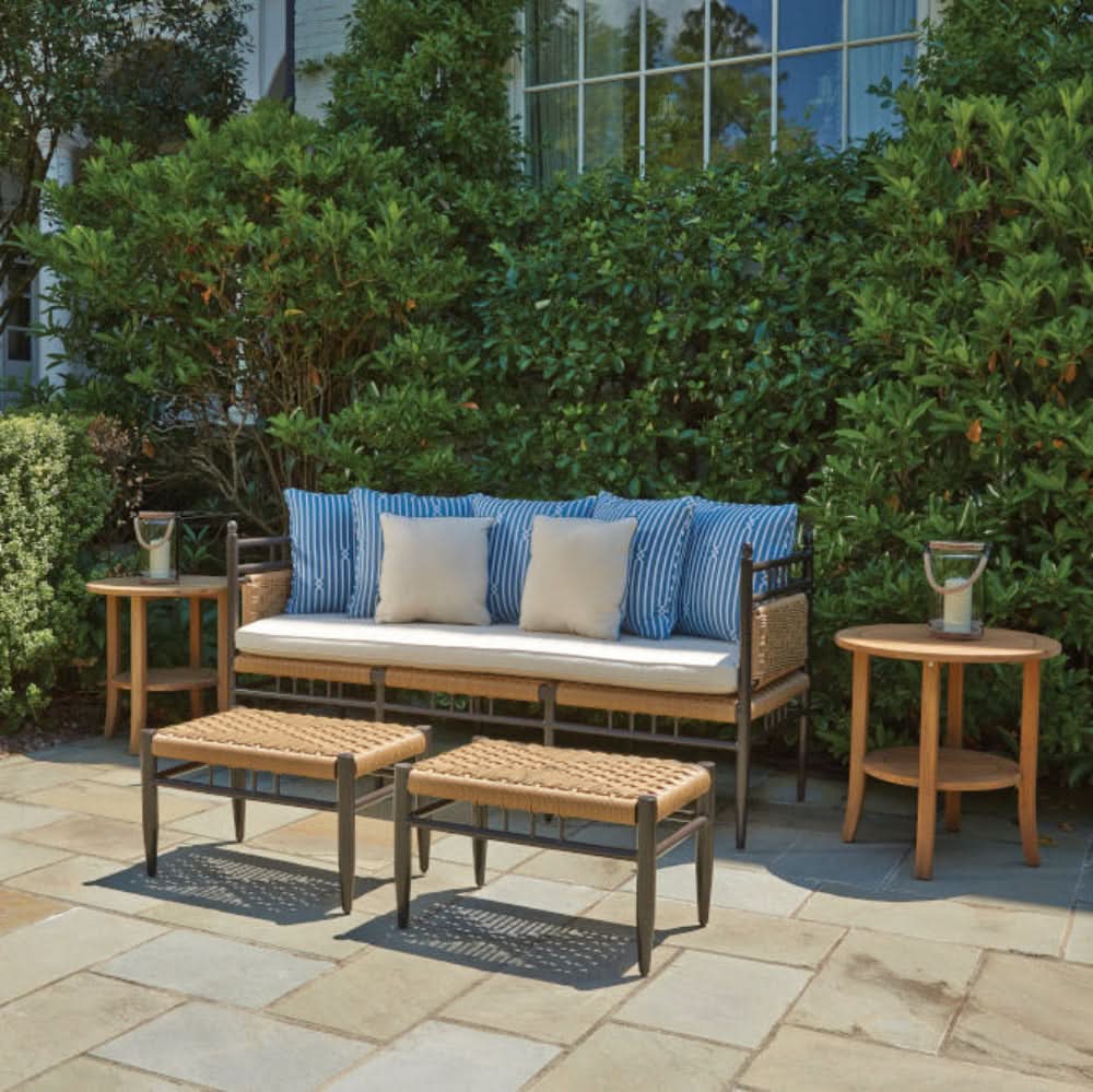 Lloyd Flanders Low Country Woven Vinyl Outdoor Garden Bench
