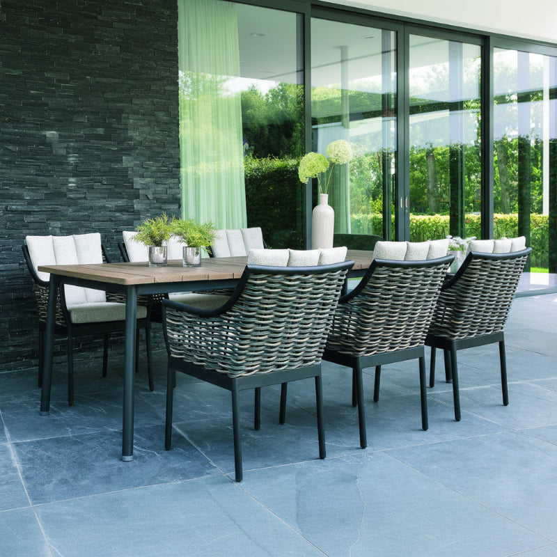 Alfresco Equator 95" Teak Outdoor Rectangular Dining Table with Umbrella Hole