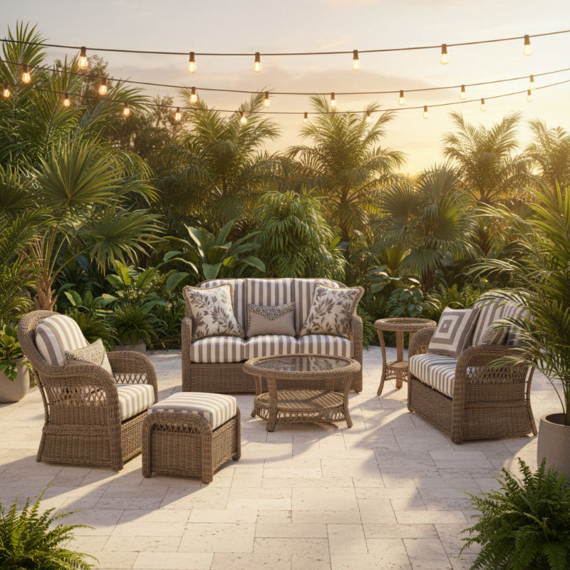 South Sea Rattan Arcadia Wicker Outdoor 6-Person Patio Conversation Set