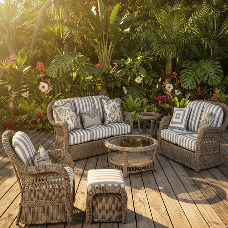 South Sea Rattan Arcadia Wicker Outdoor 6-Person Patio Conversation Set