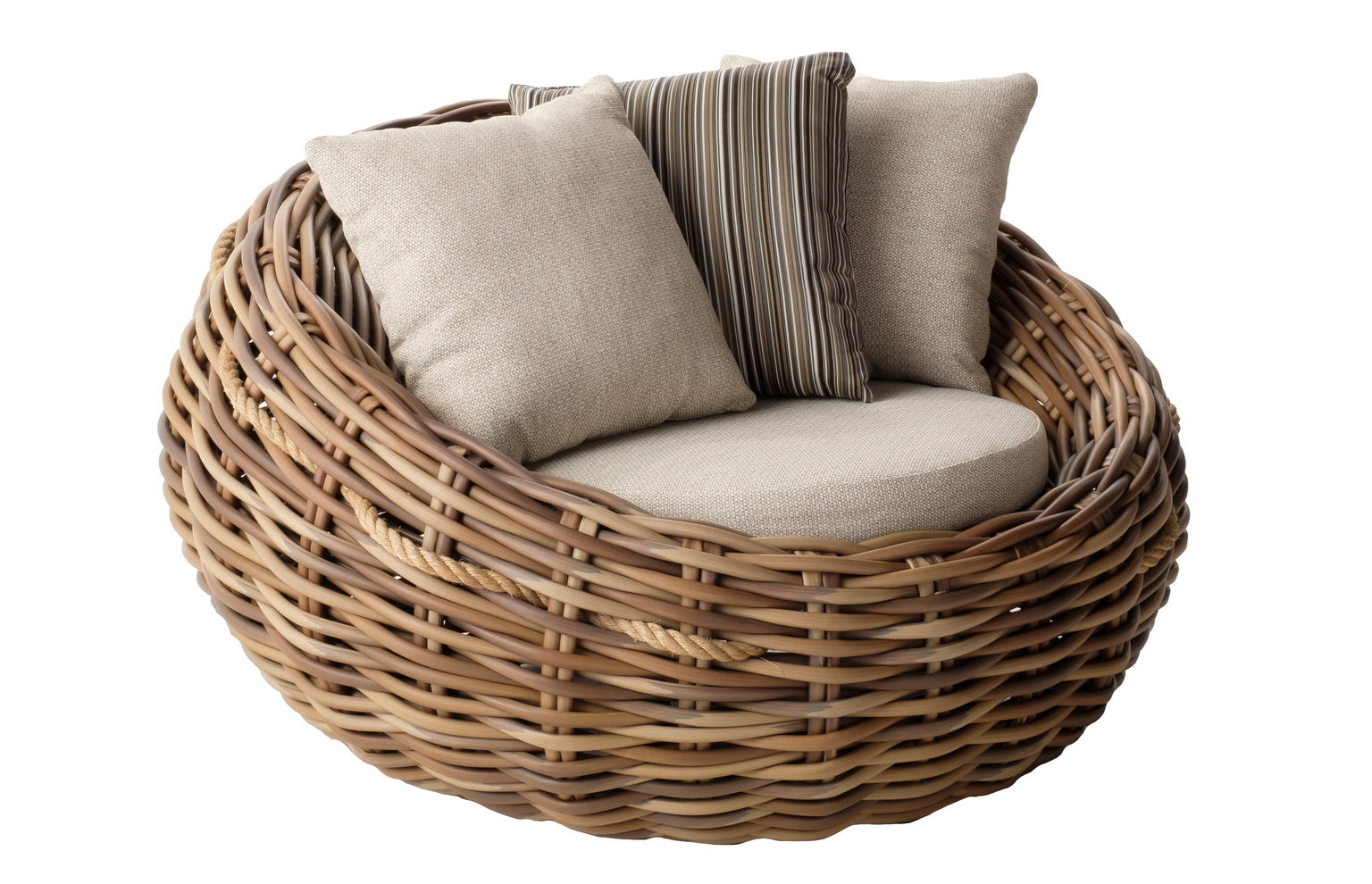 Alfresco Home Cocoon Deep Seating Lounge Chair with 3 Throw Pillows