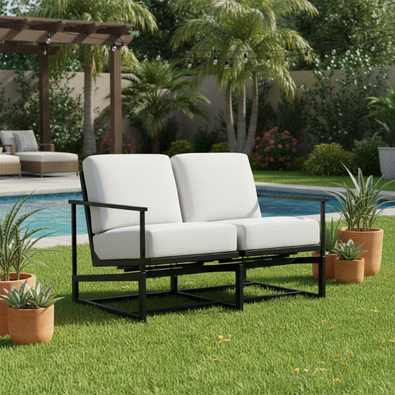 Lloyd Flanders Summit Aluminum Outdoor Spring Rocker Loveseat