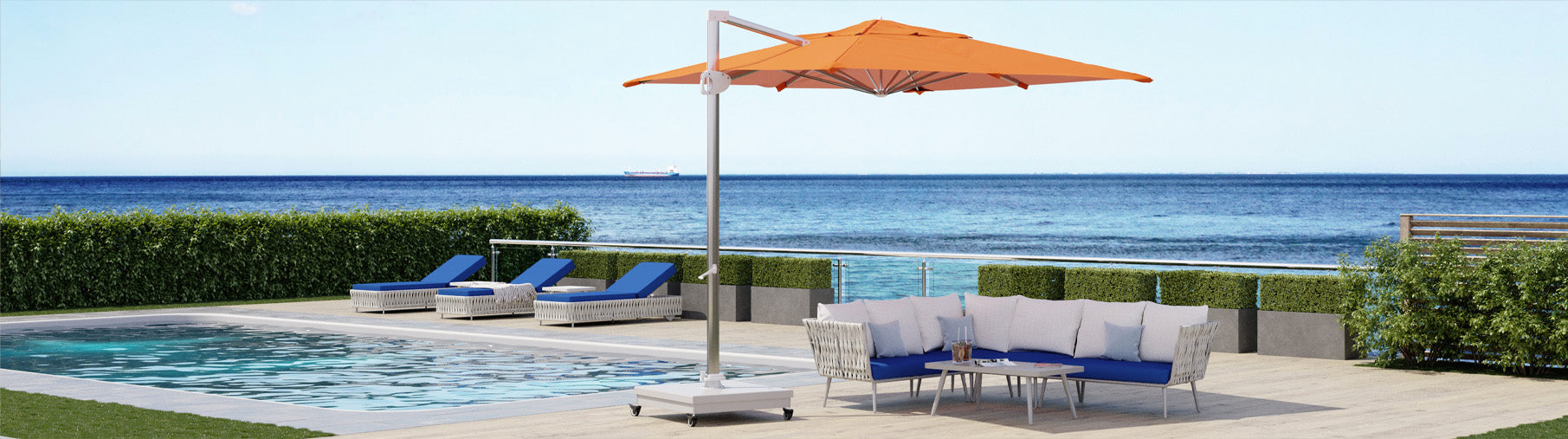 DecoScape The Grand 13' Cantilever Umbrella - Wood Grain Base