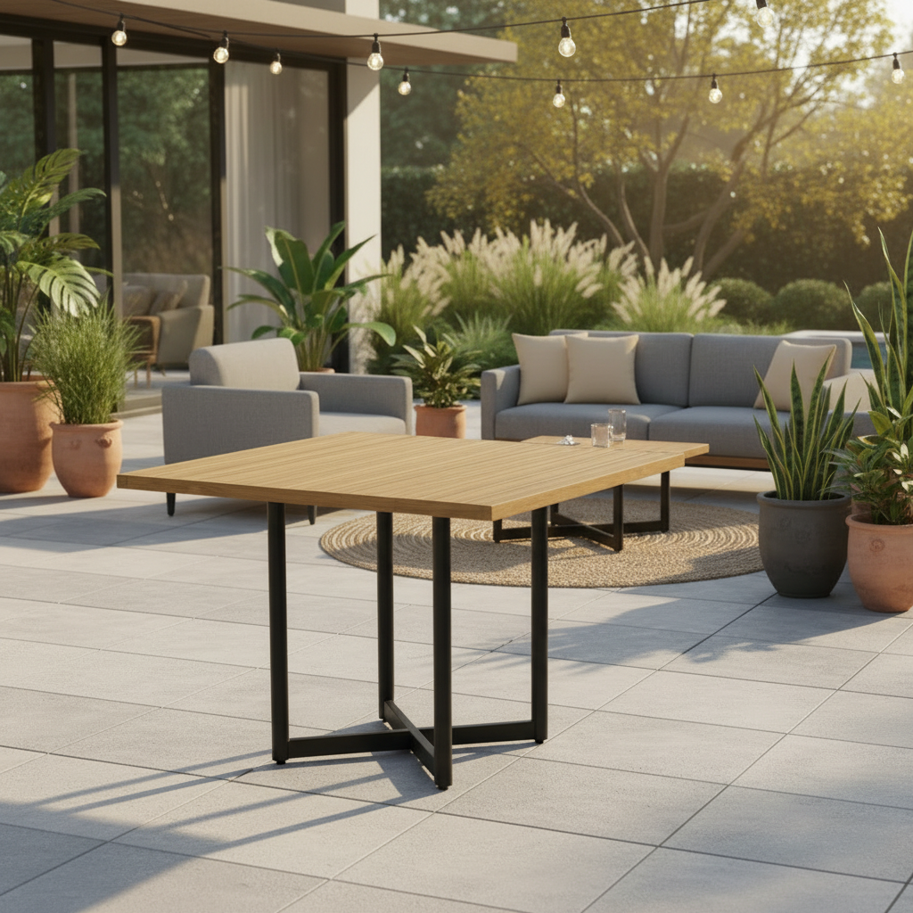 Alfresco Home Jakarta 43" Square Teak With Umbrella Hole Dining Table