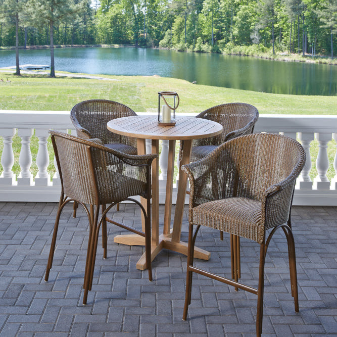 Lloyd Flanders Teak Outdoor 30" Round Bar Table