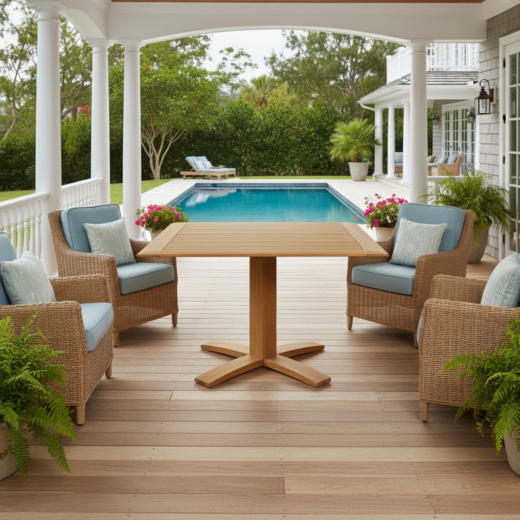 Lloyd Flanders Alpine Wicker Outdoor 48" Pedestal Dining Table