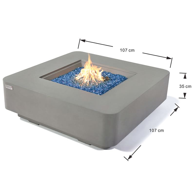 Elementi Plus Lucerne Glass Fiber Reinforced Concrete Outdoor Fire Pit Table