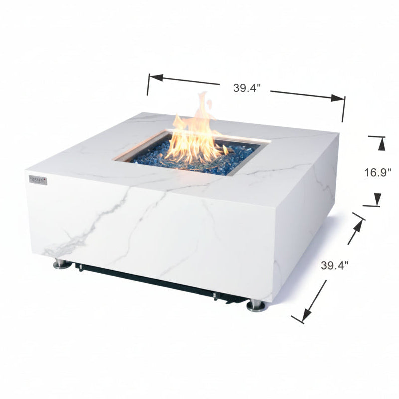 Elementi Plus Bianco Marble Porcelain Outdoor Fire Table