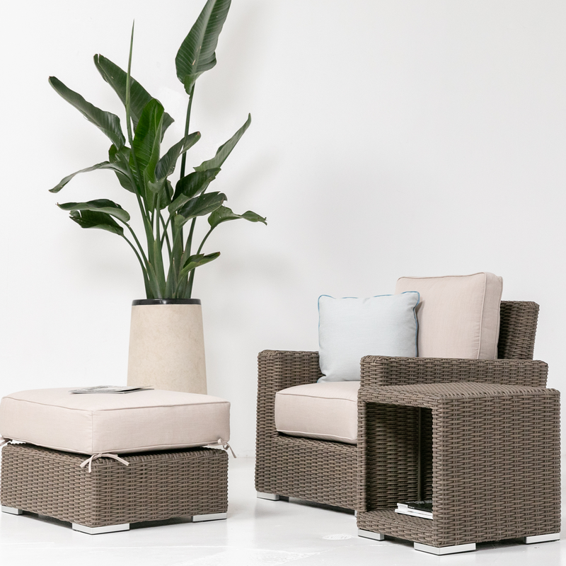 Sunset West Coronado Wicker Outdoor Ottoman With Cushions