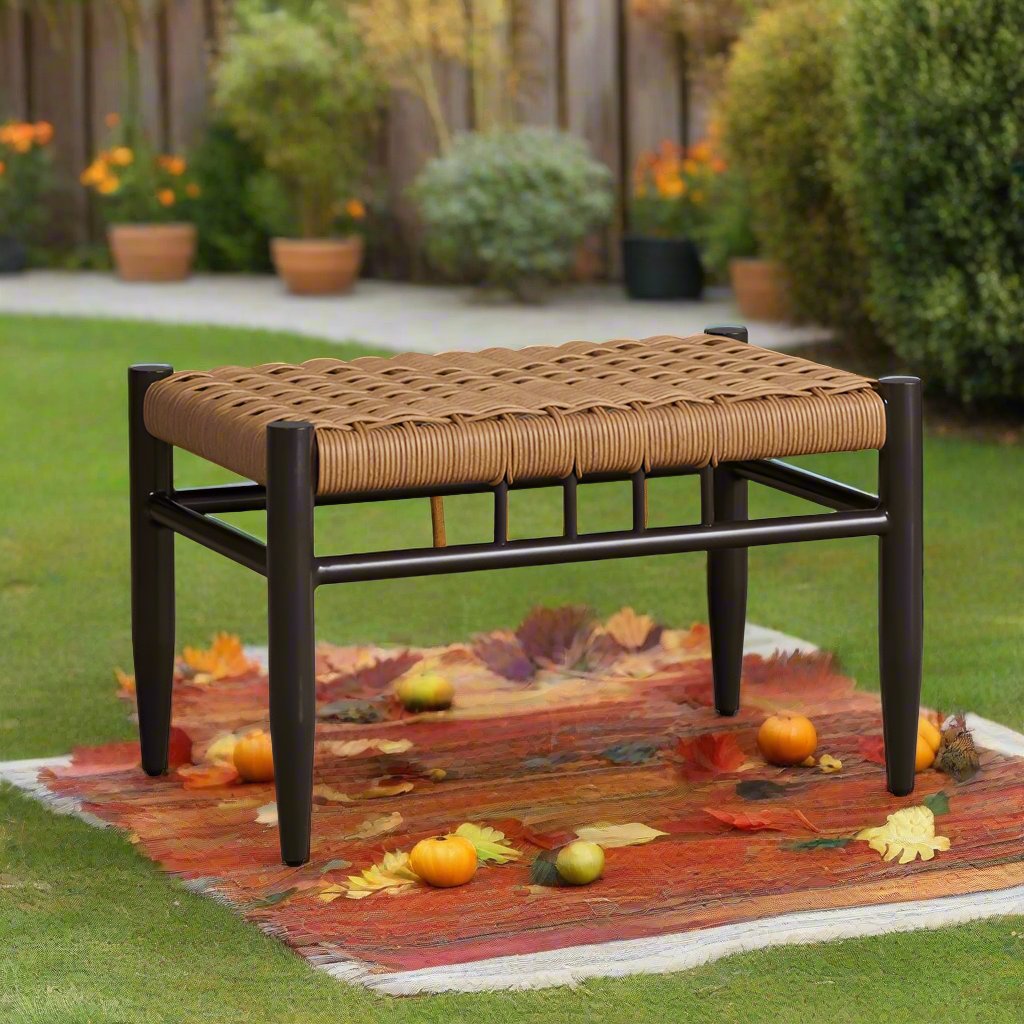 Lloyd Flanders Low Country Woven Vinyl Cushionless Small Ottoman