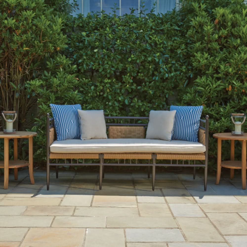 Lloyd Flanders Low Country Woven Vinyl Outdoor Garden Bench