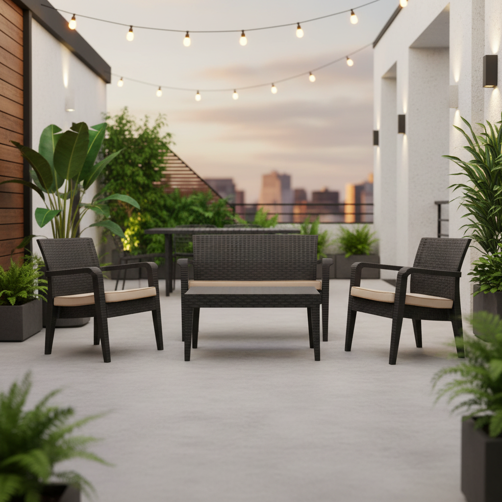 Rainbow Outdoor Alaska Polypropylene 4-Person Lounge Set With Cushions in Anthracite