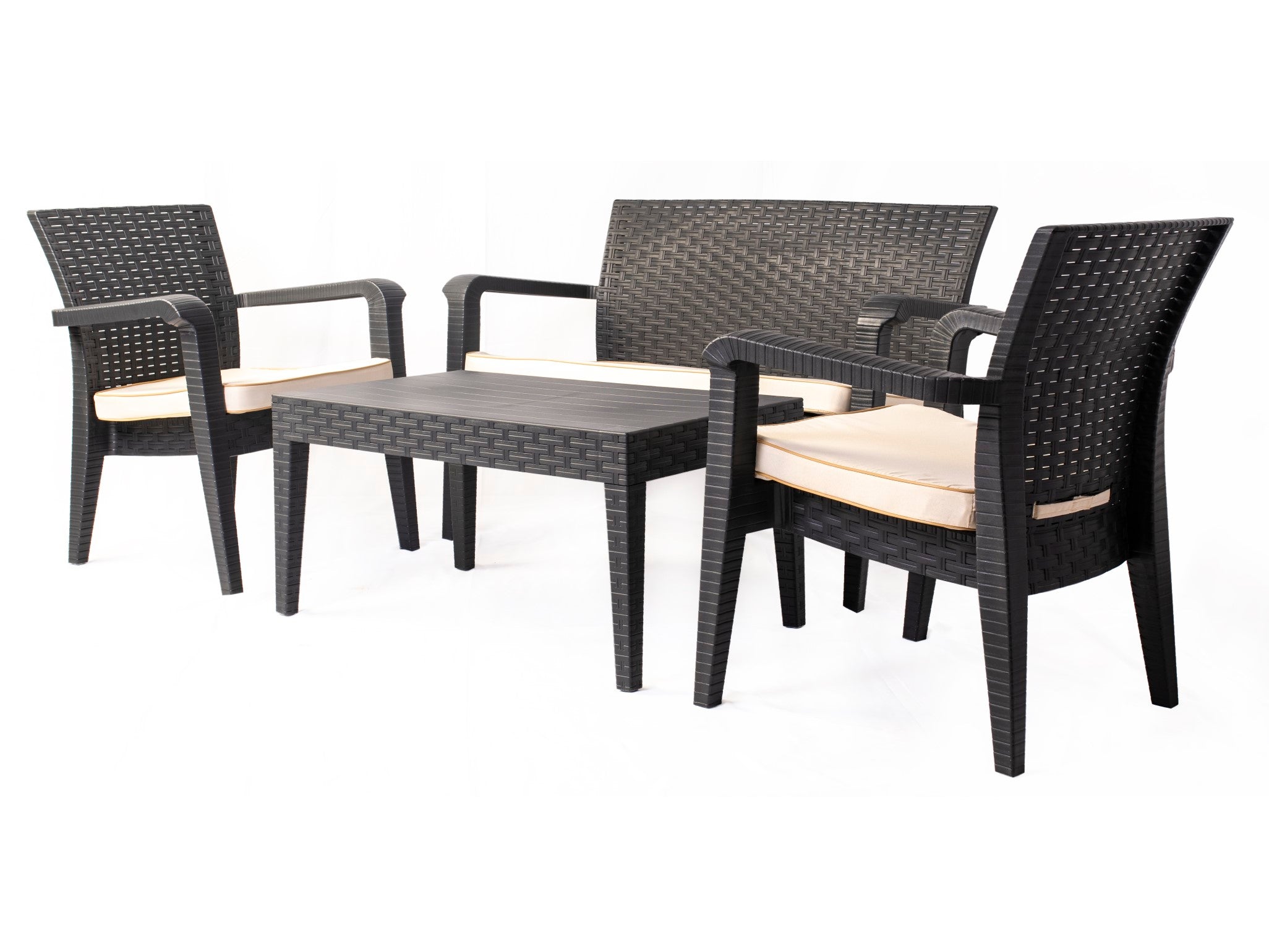 Rainbow Outdoor Alaska Polypropylene 4-Person Lounge Set With Cushions in Anthracite