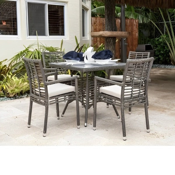 Panama Jack Graphite 5-Piece Arm Chairs Dining Set with Cushions