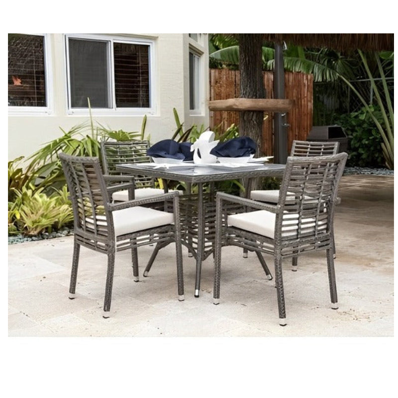 Panama Jack Graphite 5-Piece Arm Chairs Dining Set with Cushions