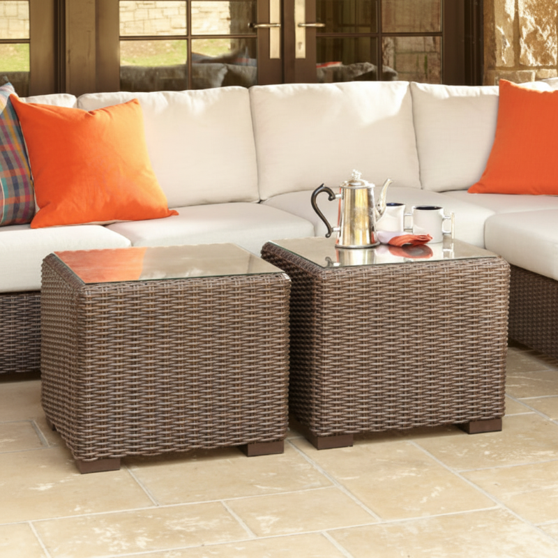 Lloyd Flanders Mesa Woven Vinyl Outdoor 22" Cube End Table