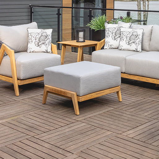 Lloyd Flanders Alpine Teak Outdoor Ottoman