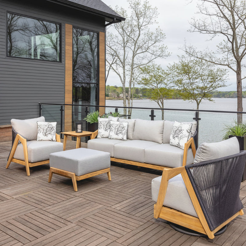 Lloyd Flanders Alpine Teak Rope Outdoor Sofa