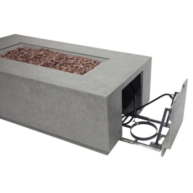 Elementi Andes Glass Fiber Reinforced Concrete Outdoor Fire Table with Propane Tank Holder