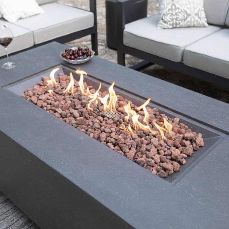 Elementi Andes Glass Fiber Reinforced Concrete Outdoor Fire Table with Propane Tank Holder