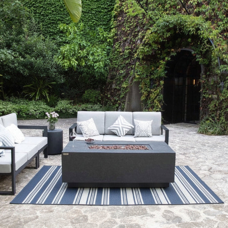 Elementi Andes Glass Fiber Reinforced Concrete Outdoor Fire Table with Propane Tank Holder