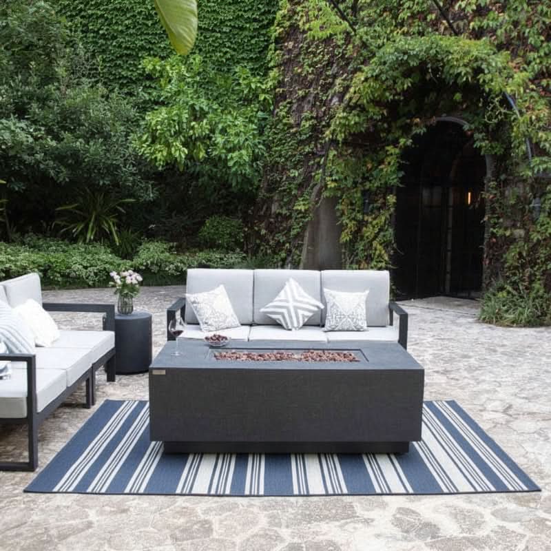Elementi Andes Glass Fiber Reinforced Concrete Outdoor Fire Table with Propane Tank Holder