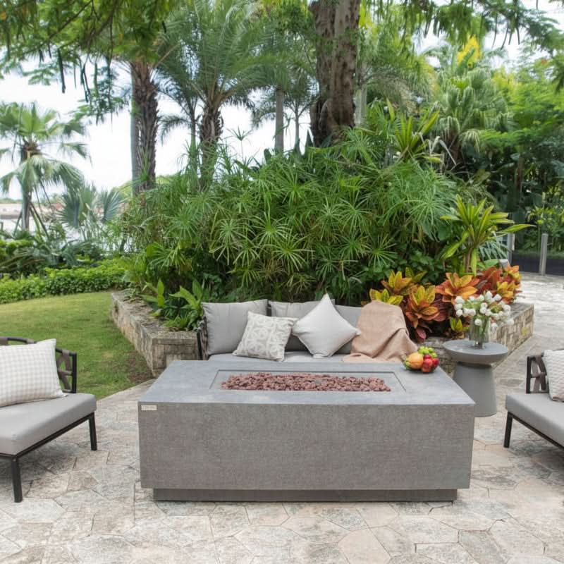 Elementi Andes Glass Fiber Reinforced Concrete Outdoor Fire Table with Propane Tank Holder