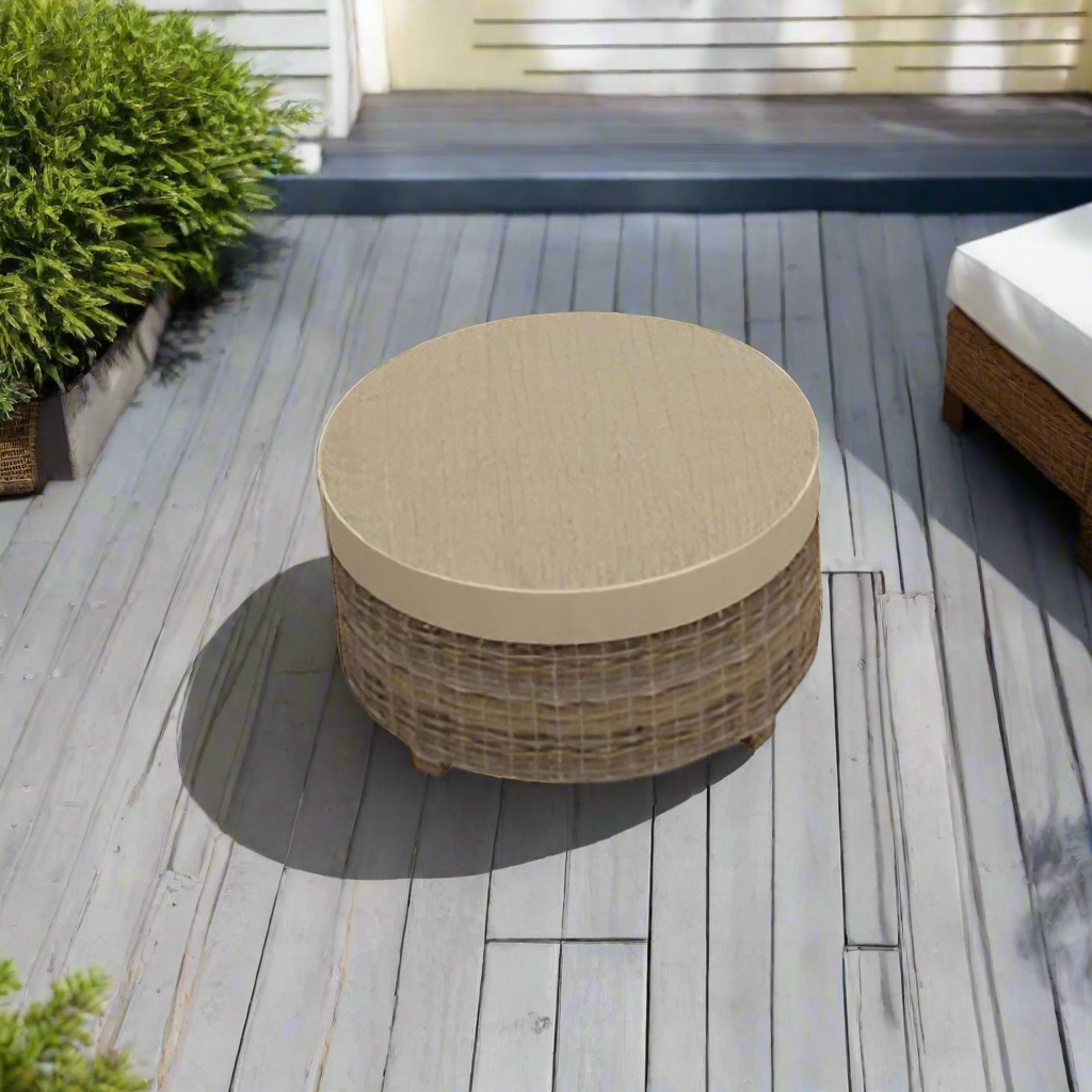 Forever Patio Cypress Wicker Round Ottoman