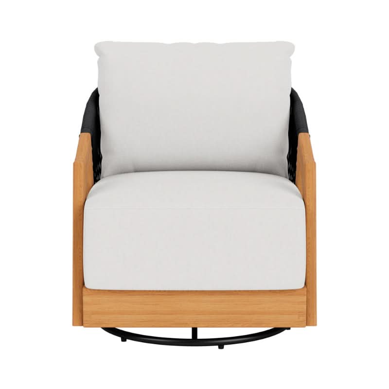 Lloyd Flanders Alpine Teak Rope Outdoor Swivel Lounge Chair