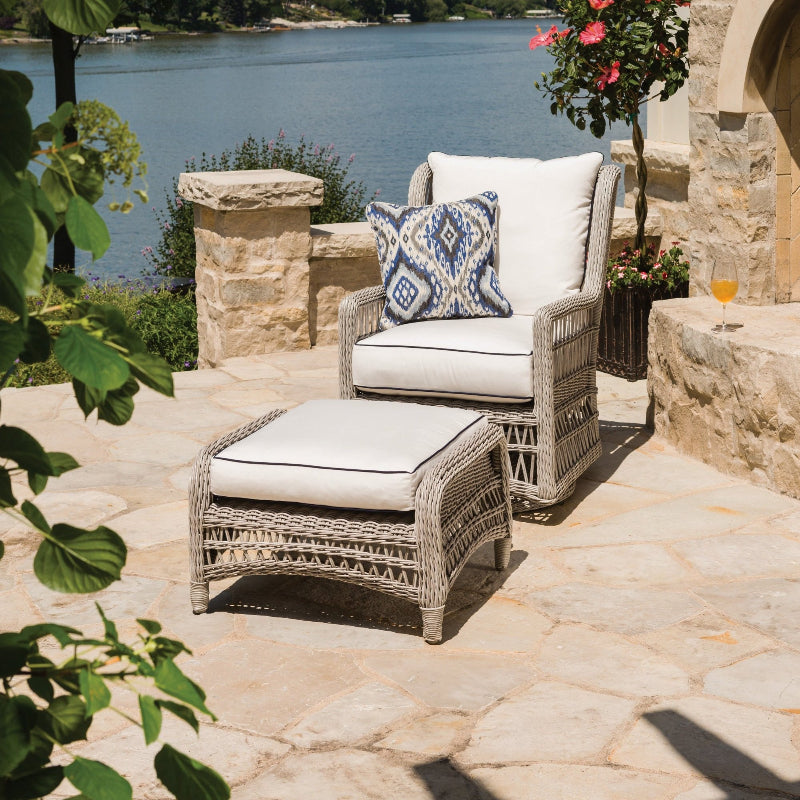 Lloyd Flanders Mackinac Woven Vinyl Outdoor Ottoman