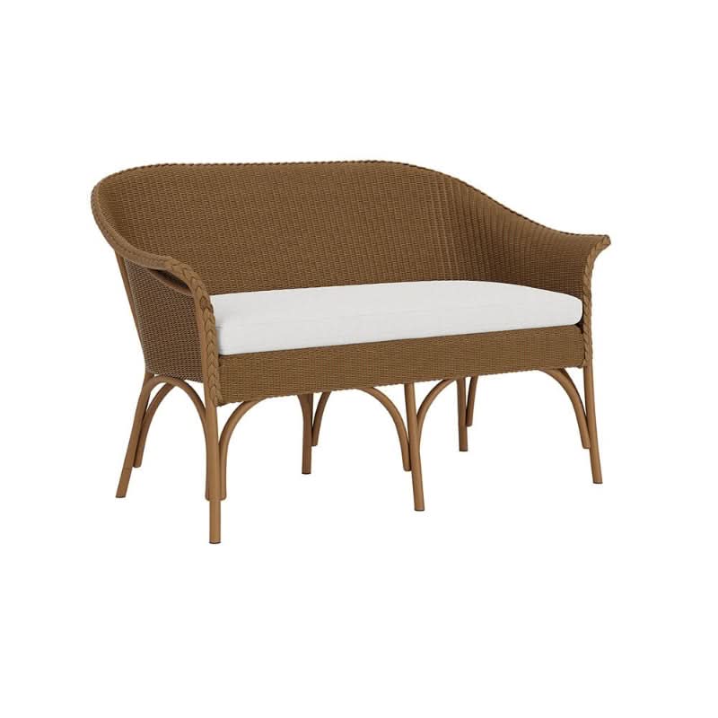 Lloyd Flanders All Seasons Wicker Aluminum Outdoor Settee with Cushion