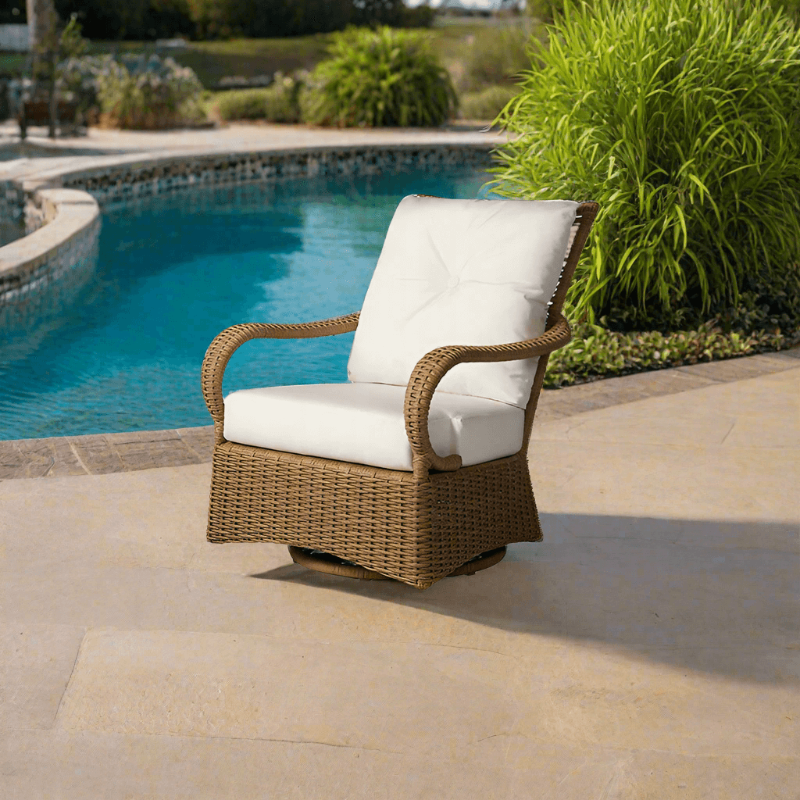 Lloyd Flanders Magnolia Woven Vinyl Outdoor Swivel Glider Lounge Chair
