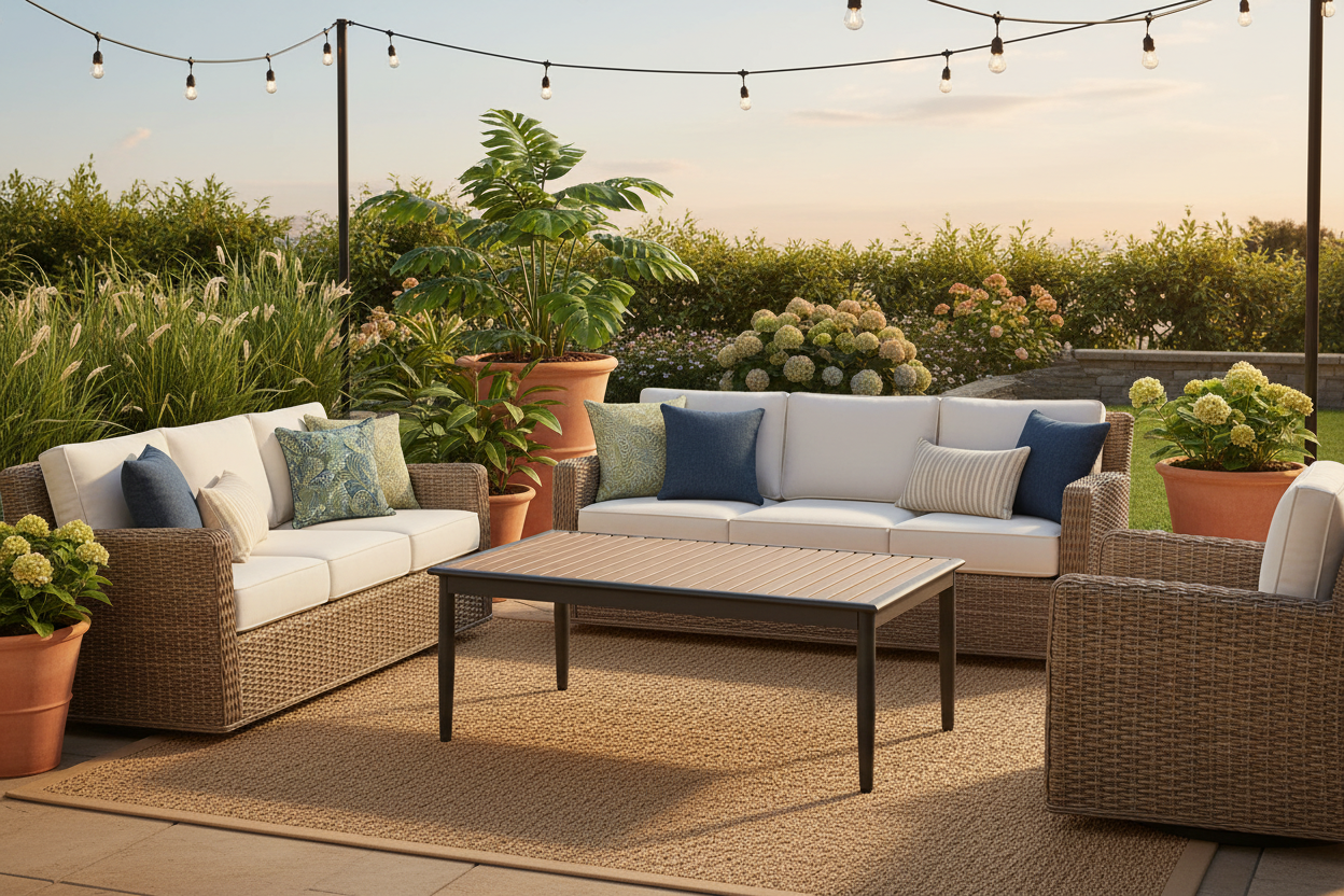 Alfresco Home Oden All-Weather HDPE & Aluminum Outdoor 45" Rectangular Coffee Table