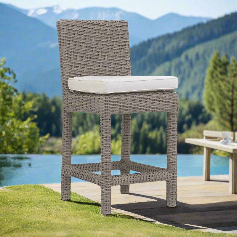 Sunset West Coronado Wicker Outdoor Counter Stool With Cushions