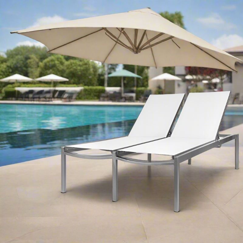 DecoScape Fusion Aluminum Sling Outdoor Double Armless Chaise