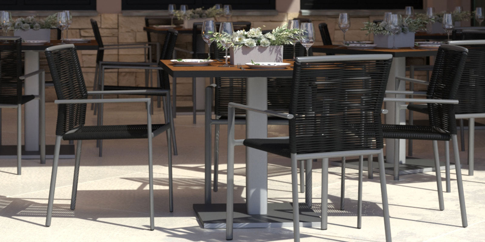 DecoScape Avalon Aluminum Rope Outdoor Dining Arm Chair