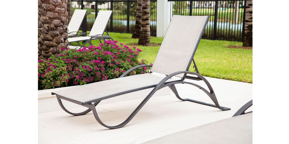 DecoScape Atlantic Outdoor Aluminum Sled Chaise Lounge with Arms