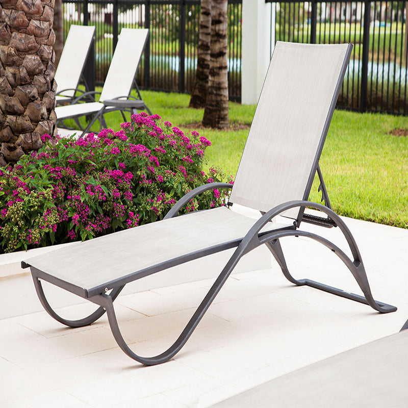 DecoScape Atlantic Outdoor Aluminum Sled Chaise Lounge with Arms