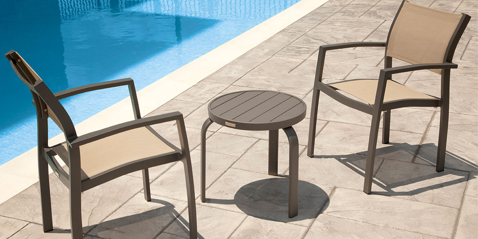 DecoScape Atlantic Slatted Outdoor Aluminum Side Table