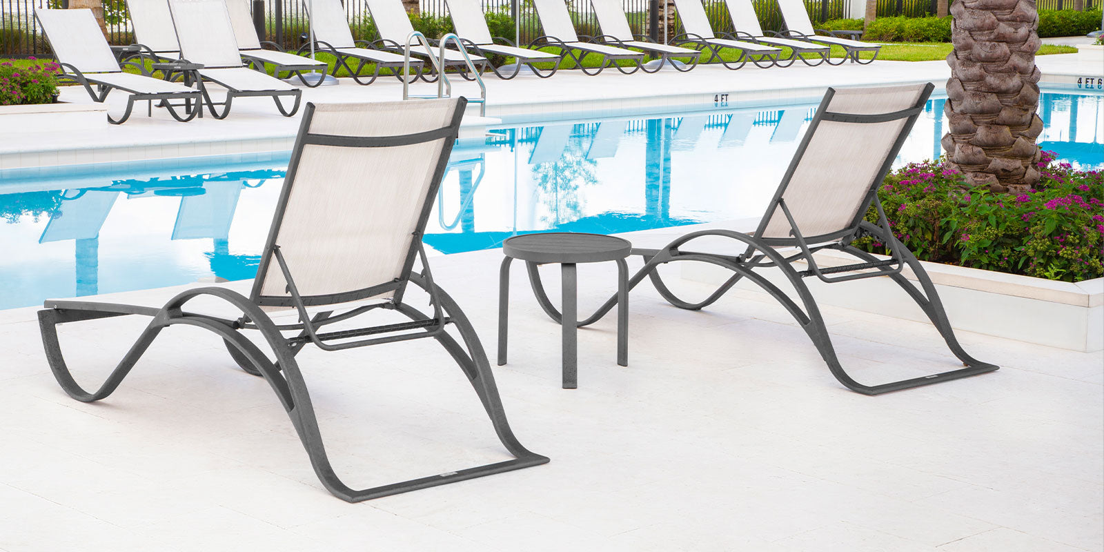DecoScape Atlantic Outdoor Aluminum Sled Chaise Lounge with Arms