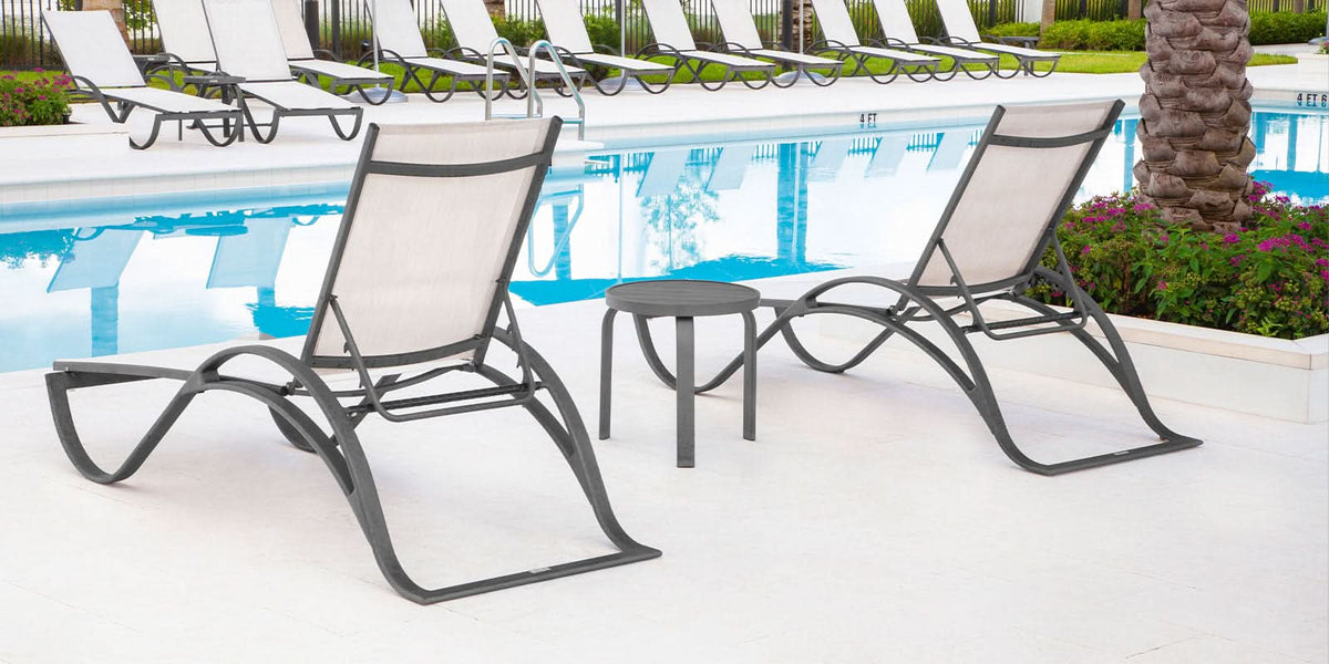 DecoScape Atlantic Outdoor Aluminum Sled Chaise Lounge with Arms
